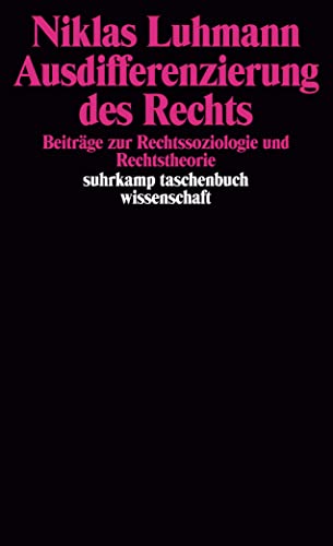 Ausdifferenzierung des Rechts. BeitrÃ¤ge zur Rechtssoziologie und Rechtstheorie. (9783518290187) by Luhmann, Niklas