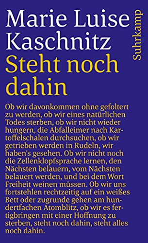 Steht Noch Dahin (9783518365571) by Kaschnitz