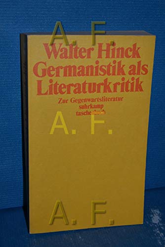 Beispielbild fr Germanistik als Literaturkritik. Zur Gegenwartsliteratur. it 885 zum Verkauf von Hylaila - Online-Antiquariat