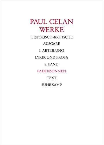 Beispielbild fr Celan, P: Werke I/8 (2 Bde) zum Verkauf von Blackwell's