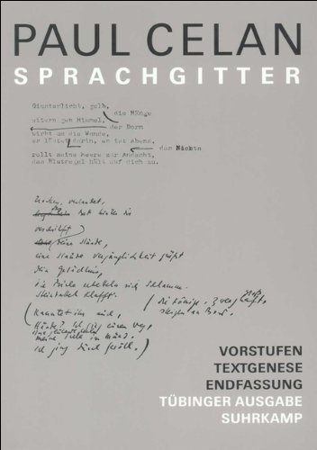 Imagen de archivo de Celan, Paul: Werke; Teil: Sprachgitter : Vorstufen - Textgenese - Endfassung. bearb. von Heino Schmull unter Mitarb. von Michael Schwarzkopf a la venta por Antiquariat  Udo Schwrer