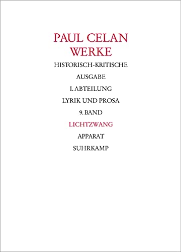 9783518409350: Werke. Historisch-kritische Ausgabe.: Celan, P: Werke I/9 (2 Bde): I. Abt. Bd. 9