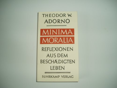 minima moralia. reflexionen aus dem beschädigten leben. gesammelte schriften - band 4.( herausgegeben von rolf tiedemann) - adorno, theodor w.