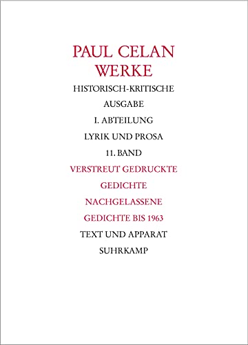 9783518418505: Celan, P: Werke. Historisch-kritische Ausgabe. I. Abteilung: