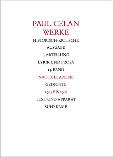 Imagen de archivo de Celan, P: Werke. Historisch-kritische Ausgabe Bd.13 a la venta por Blackwell's