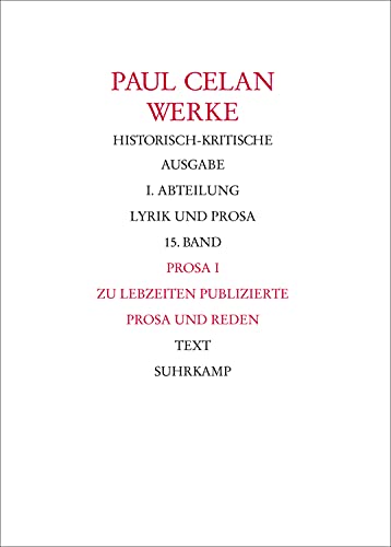 Stock image for Celan, P: Bonner Historisch-kritische Ausgabe Bd. 15 for sale by Blackwell's