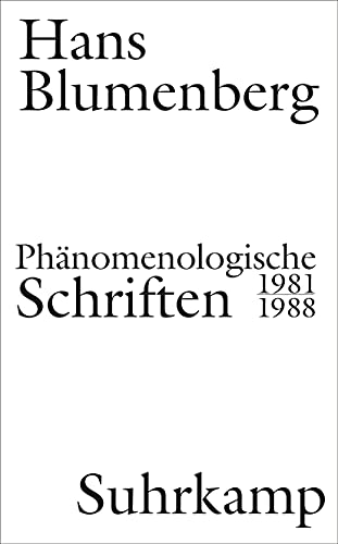 9783518587218: Phnomenologische Schriften : 1981-1988