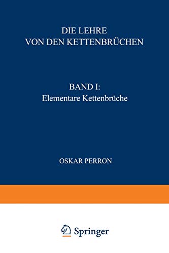 9783519020219: Die Lehre von den Kettenbrchen: Band I: Elementare Kettenbrche (German Edition)