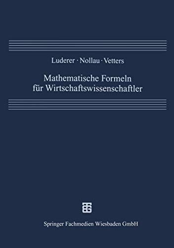 9783519102472: Mathematische Formeln fr Wirtschaftswissenschaftler.