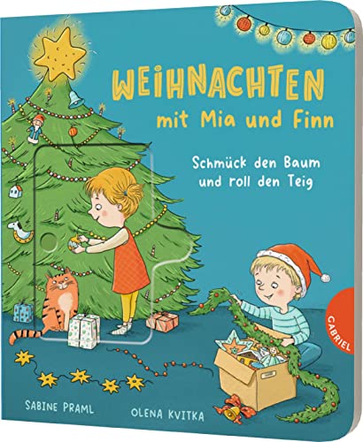 Beispielbild fr Weihnachten mit Mia und Finn: Schmck den Baumund roll den Teig! | Mitmachbuch mit Schiebeelementen zum Verkauf von medimops