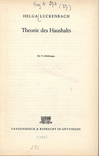 Imagen de archivo de Theorie des Haushalts a la venta por medimops