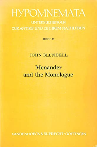 9783525251553: Menander and the monologue (Hypomnemata)