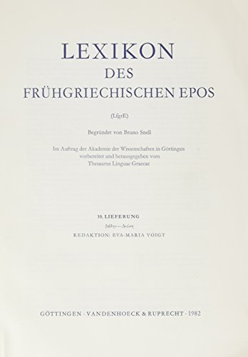 Imagen de archivo de Lexikon des fr|hgriechischen Epos Lfg. 10 a la venta por ISD LLC