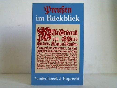 9783525364055: Preussen im Rckblick (Geschichte und Gesellschaft. Sonderheft)