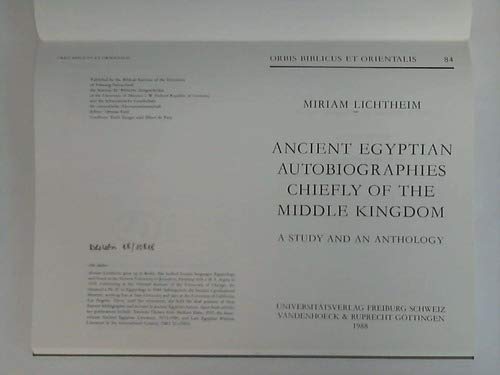 9783525537138: Ancient Egyptian Autobiographies Chiefly of the Middle Kingdom: A Study and an Anthology