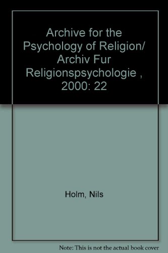 Beispielbild fr Archive for the Psychology of Religion/ Archiv Fur Religionspsychologie , 2000 zum Verkauf von Buchmarie