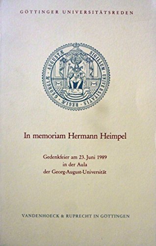 Beispielbild fr In memoriam Hermann Heimpel zum Verkauf von Antiquariat Walter Nowak