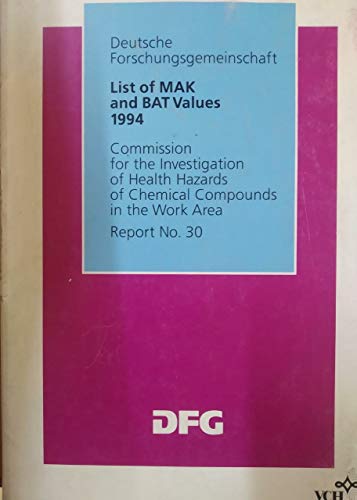 Imagen de archivo de List of MAK and BAT Values 1994 a la venta por Books Puddle