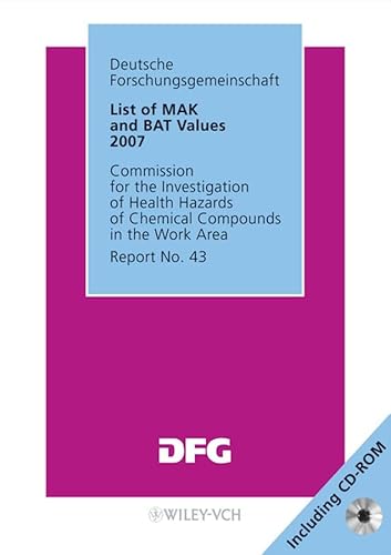 Beispielbild fr List of MAK and BAT Values 2007: Maximum Concentrations and Biological Tolerance Values at the Workplace. Report 43 (DFG-Publikationen, Band 43) zum Verkauf von ralfs-buecherkiste