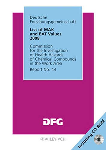 Stock image for List of MAK and BAT Values 2008: Maximum Concentrations and Biological Tolerance Values at the Workplace. Report 44 (MAK & BAT Values) for sale by Ergodebooks