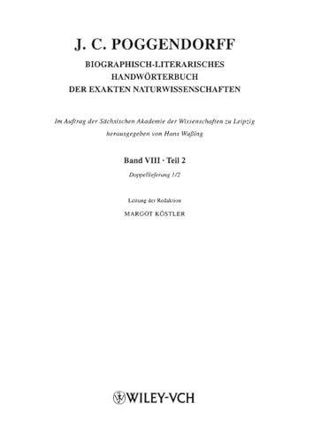 Stock image for Biographisch-Literarisches Handwerterbuch Der Exakten Naturwissenschaften Band Viii Teil2 Doppelie for sale by Basi6 International