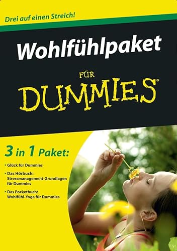 Stock image for Mein Wohlfhlpaket fr Dummies: "Glck fr Dummies", Pocketbuch "Wohlfhl-Yoga fr Dummies", Hrbuch "Stressmanagementgrundlagen" (Fur Dummies) for sale by medimops
