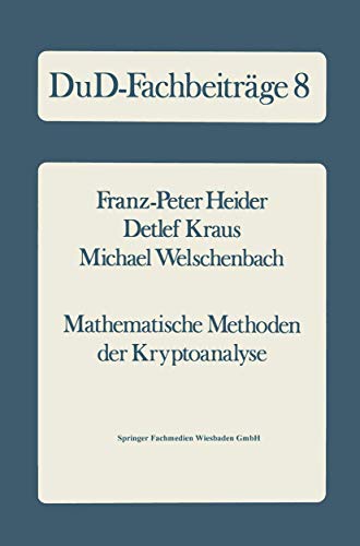 Imagen de archivo de Mathematische Methoden der Kryptoanalyse a la venta por Chiron Media