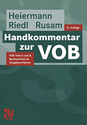 9783528117153: Handkommentar zur VOB: Teile A und B, Rechtsschutz im Vergabeverfahren