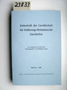 9783529023132: Zeitschrift der Gesellschaft fr Schleswig-Holsteinische Geschichte. Band 113, Jahrgang 1988