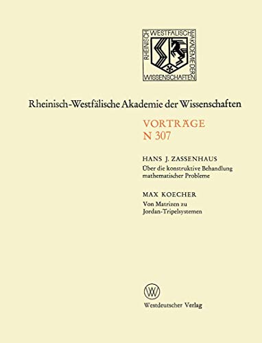 Beispielbild fr ber die konstruktive Behandlung mathematischer Probleme. Hans J. Zassenhaus zum Verkauf von Antiquariat Bookfarm