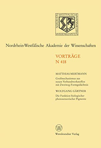 9783531084183: Nordrhein-Westflische Akademie der Wissenschaften: Natur-, Ingenieur- und Wirtschaftswissenschaften