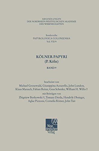 9783531099507: Klner Papyri (P. Kln) (Betriebswirtschaftslehre des Bergbaus, Httenwesens und Flchenrecyclings, 7) (German Edition)