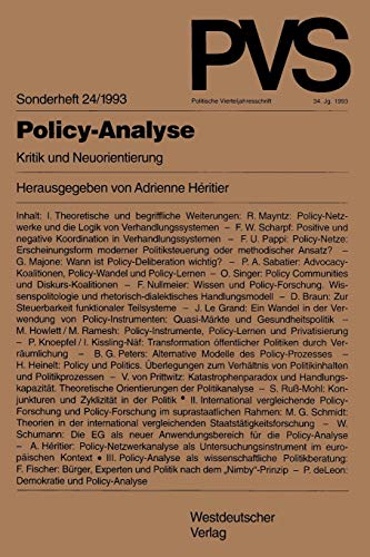 Stock image for Policy-Analyse : Kritik und Neuorientierung for sale by Chiron Media