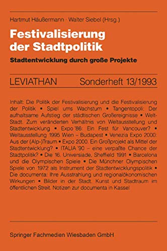 Beispielbild fr Festivalisierung der Stadtpolitik Stadtentwicklung durch groe Projekte zum Verkauf von Buchpark