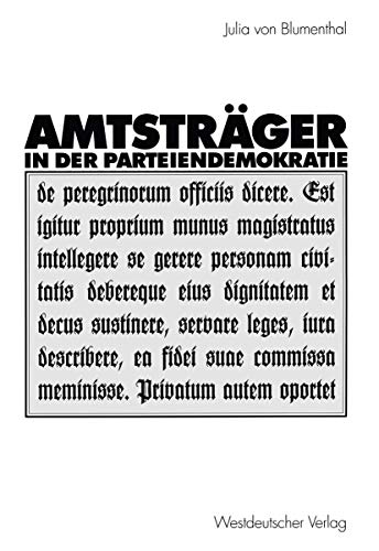 9783531136639: Amtstrger in der Parteiendemokratie (German Edition)