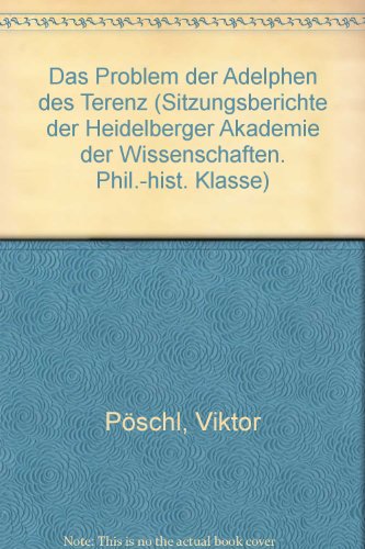 Das Problem der Adelphen des Terenz, - Viktor Pöschl