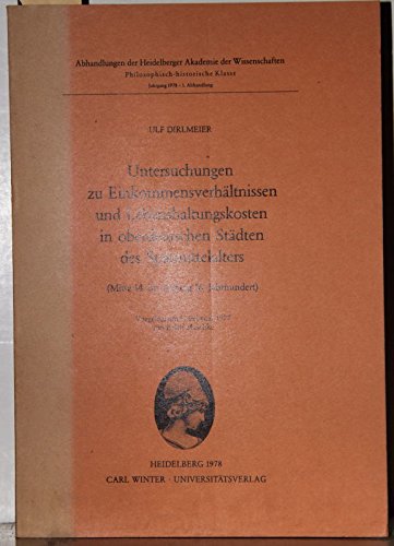 Untersuchungen zu Einkommensverhältnissen und Lebenshaltungskosten in oberdeutschen Städten des S...