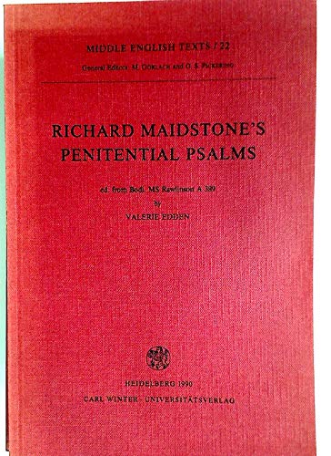 Beispielbild fr Richard Maidstone's Penitential Psalms (Middle English Texts) (Volume 22) zum Verkauf von Anybook.com