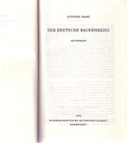 9783534034246: Der deutsche Bauernkrieg. Aktenband
