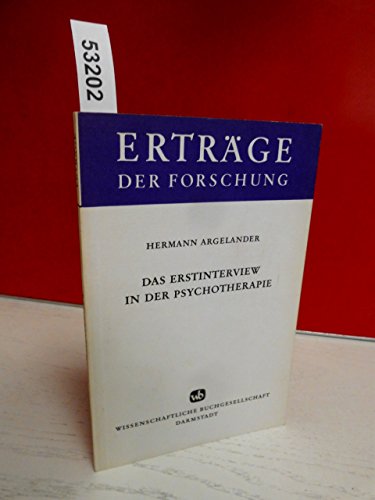 Beispielbild fr Das Erstinterview in der Psychotherapie. Ertrge der Forschung Band 2. zum Verkauf von Buchparadies Rahel-Medea Ruoss