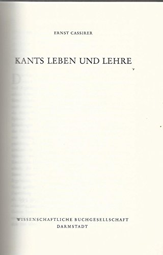 Beispielbild fr Kants Leben und Lehre. zum Verkauf von modernes antiquariat f. wiss. literatur