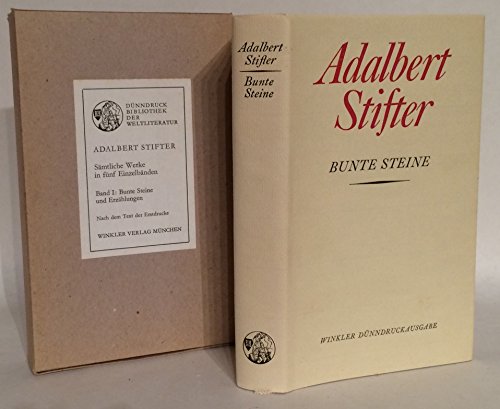 Studien. Der Nachsommer. Die Mappe meines Urgrossvaters - Schilderungen - Briefe. Witiko . Gesamt: VIER Bände einer einheitlichen Ausgabe. Vollständiger Text nach der Erstausgabe von 1853 und den jeweiligen Erstdrucken. Mit einem Nachwort und einer Auswahlbibliographie von Uwe Japp sowie Anmerkungen und Zeittafel von Karl Pörnbacher. Stifter, Adalbert: Sämtliche Werke Winkler Weltliteratur : Dünndruck-Ausgabe - Stifter, Adalbert