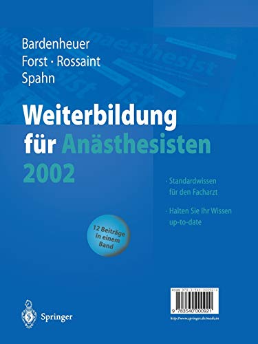 9783540000921: Weiterbildung Fa1/4r Anasthesisten 2002