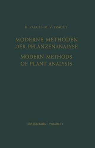 Beispielbild fr Modern Methods of Plant Analysis / Moderne Methoden der Pflanzenanalyse 1 (English and German Edition) zum Verkauf von Orca Knowledge Systems, Inc.