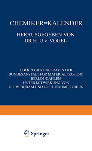 Chemiker-Kalender - Vogel Hans U.v., Bubam W., Nahme H.