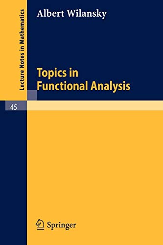 Beispielbild fr Topics in Functional Analysis (Lecture Notes in Mathematics) zum Verkauf von Hay-on-Wye Booksellers