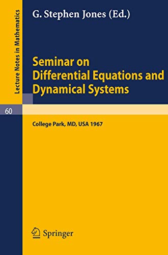 Stock image for Seminar on Differential Equations and Dynamical Systems: Part 1 (Lecture Notes in Mathematics) for sale by Hay-on-Wye Booksellers