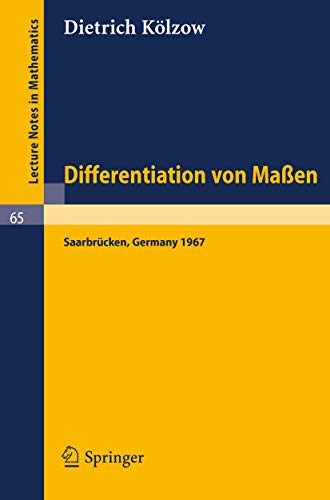 Imagen de archivo de Differentiation Von Massen (Lecture Notes in Mathematics) a la venta por Hay-on-Wye Booksellers