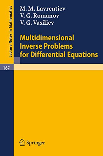 Imagen de archivo de Multidimensional Inverse Problems for Differential Equations a la venta por Books Puddle