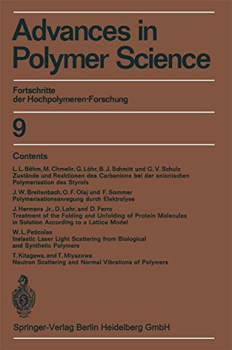 Beispielbild fr Advances in Polymer Science: Fortschritte der Hochpolymeren-Forschung (Vol.9) zum Verkauf von dsmbooks